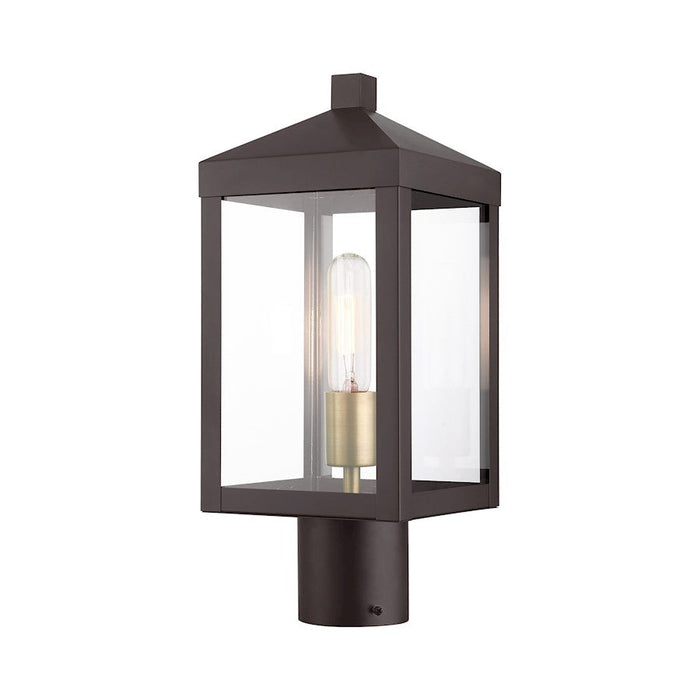 Livex Nyack 1 Light Post Top Lantern, Bronze/Brass Cluser/Clear - 20590-07