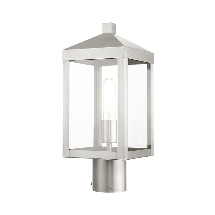 Livex Nyack 1 Light Outdoor Post Top Lantern , Brushed Nickel/Clear - 20590-91