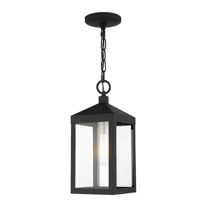 Livex Nyack 1-LT Outdoor Pendant Lantern, Black/Nickel Cluster/Clear - 20591-04