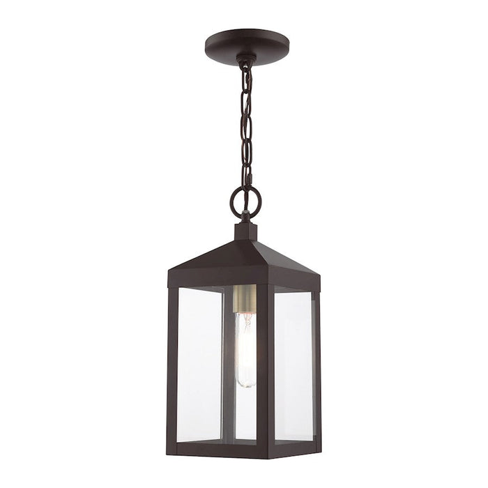 Livex Nyack 1-LT Outdoor Pendant Lantern, Bronze/Brass Cluser/Clear - 20591-07