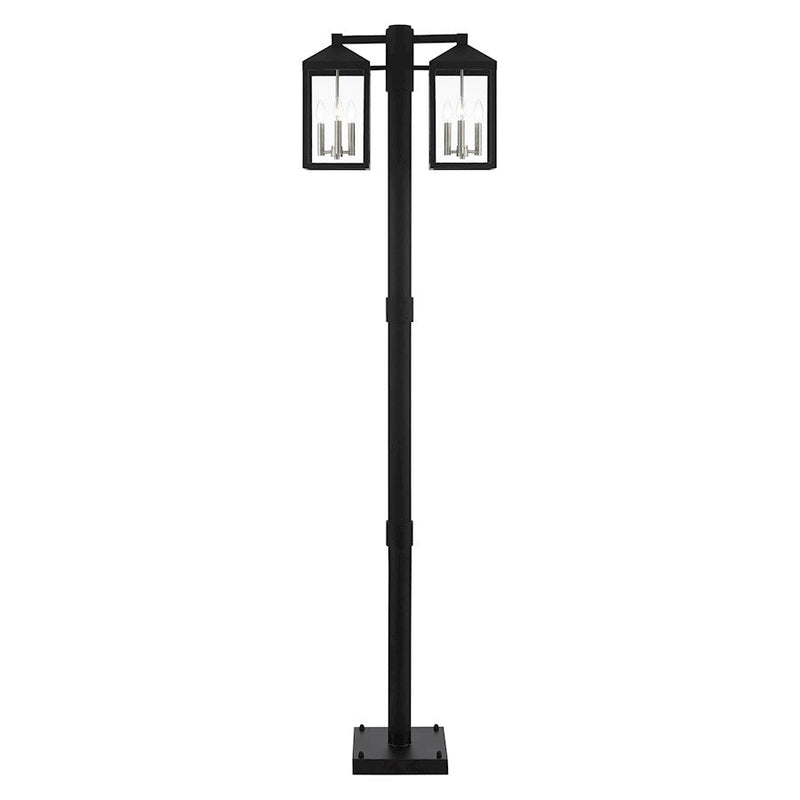 Livex Nyack 6 Light Outdoor Post Light, Black/Nickel Cluster/Clear - 20599-04