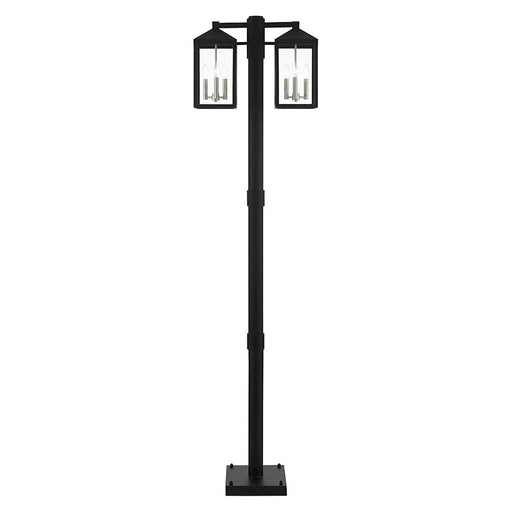 Livex Nyack 6 Light Outdoor Post Light, Black/Nickel Cluster/Clear - 20599-04