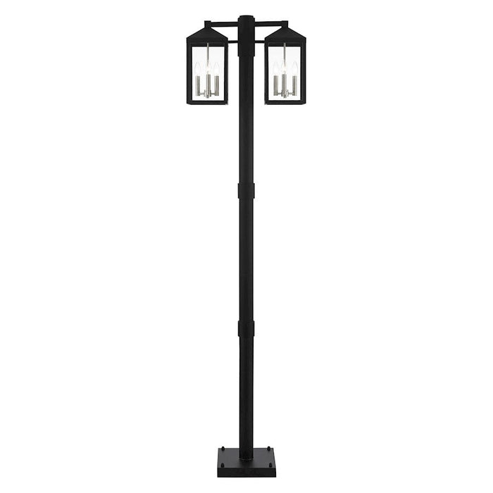 Livex Nyack 6 Light Outdoor Post Light, Black/Nickel Cluster/Clear - 20599-04