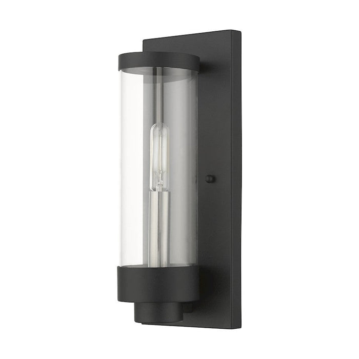 Livex Hillcrest 1 Light Outdoor Wall Lantern, Textured Black/Clear