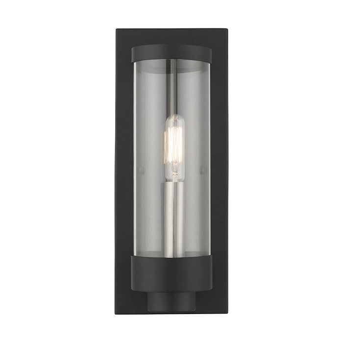 Livex Hillcrest 1 Light Outdoor Wall Lantern, Textured Black/Clear