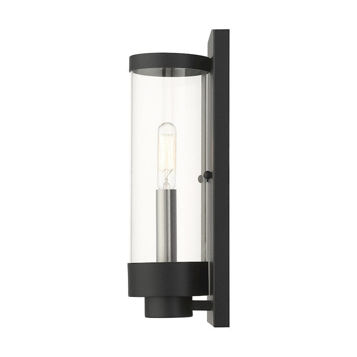 Livex Hillcrest 1 Light Outdoor Wall Lantern, Textured Black/Clear