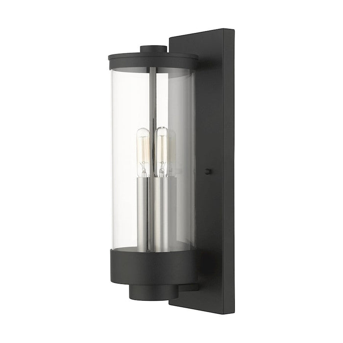 Livex Hillcrest Outdoor Wall Lantern, Textured Black/Clear