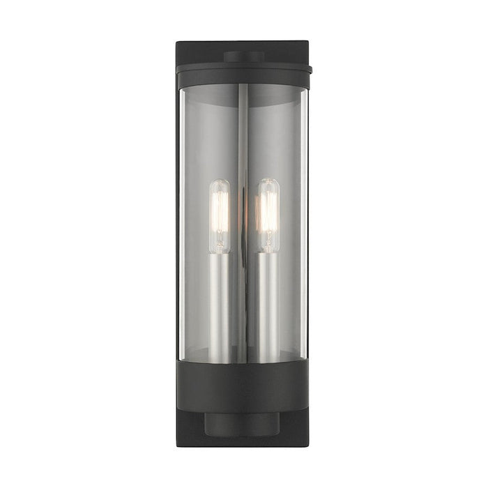 Livex Hillcrest Outdoor Wall Lantern, Textured Black/Clear