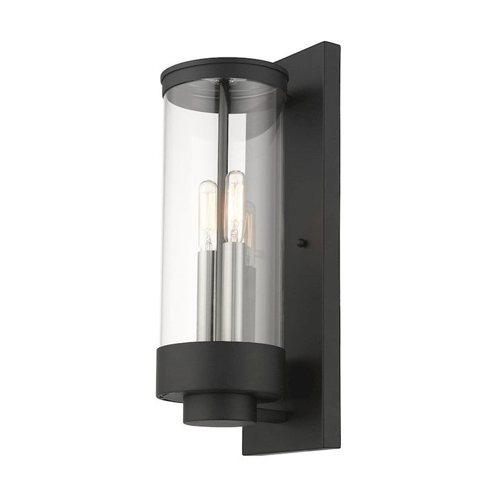 Livex Hillcrest Outdoor Wall Lantern, Textured Black/Clear