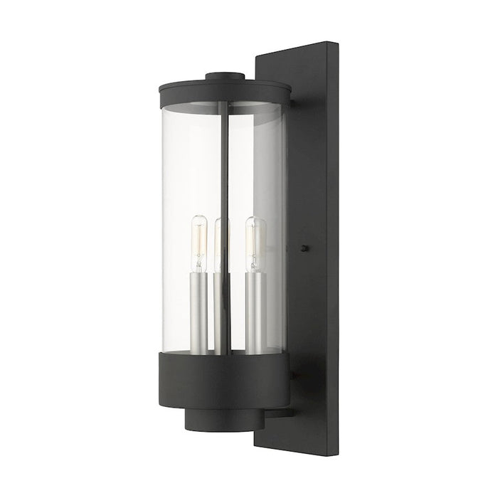 Livex Hillcrest Outdoor Wall Lantern, Textured Black/Clear