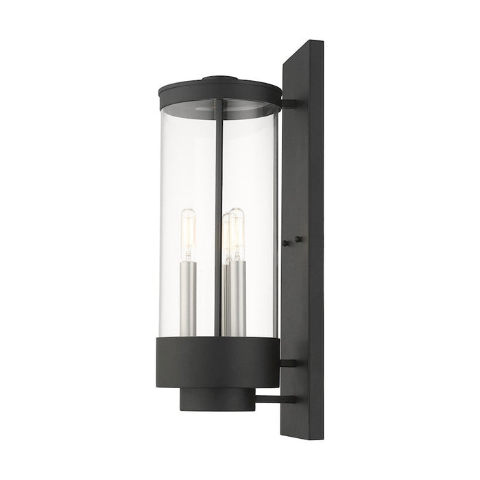 Livex Hillcrest Outdoor Wall Lantern, Textured Black/Clear