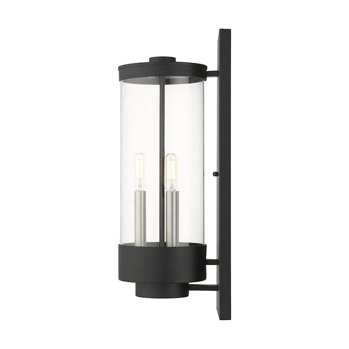 Livex Hillcrest Outdoor Wall Lantern, Textured Black/Clear