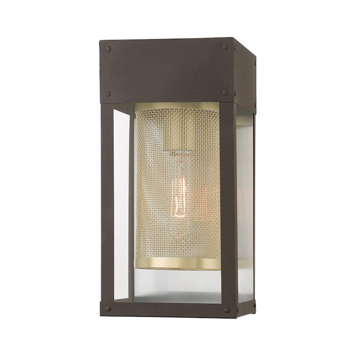 Livex Franklin 1 Light Outdoor Wall Lantern, Bronze/Gold/Nickel