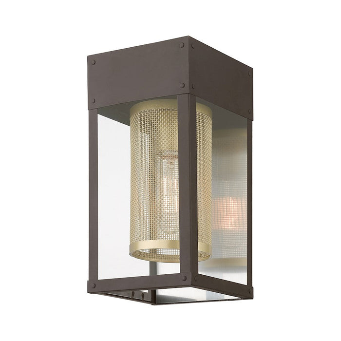 Livex Franklin 1 Light Outdoor Wall Lantern, Bronze/Gold/Nickel