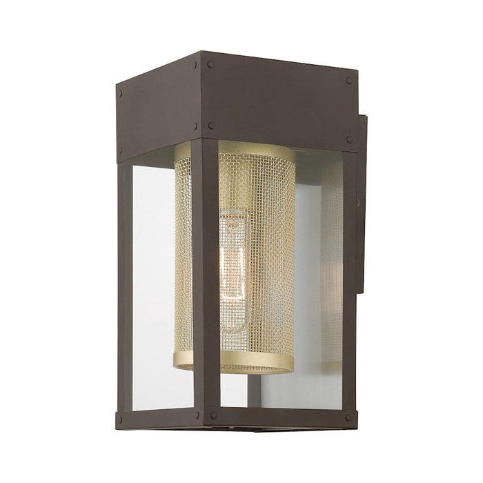 Livex Franklin 1 Light Outdoor Wall Lantern, Bronze/Gold/Nickel