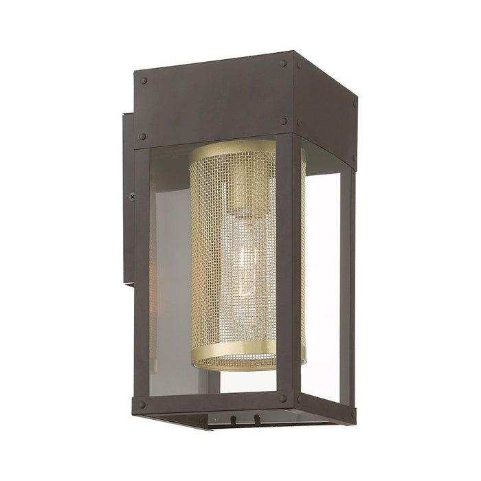 Livex Franklin 1 Light Outdoor Wall Lantern, Bronze/Gold/Nickel