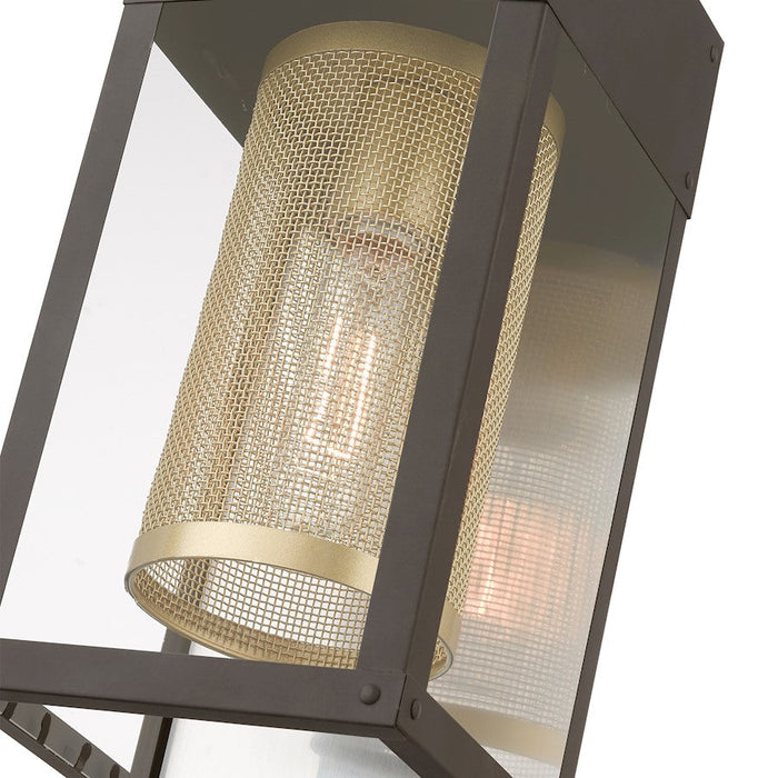 Livex Franklin 1 Light Outdoor Wall Lantern, Bronze/Gold/Nickel