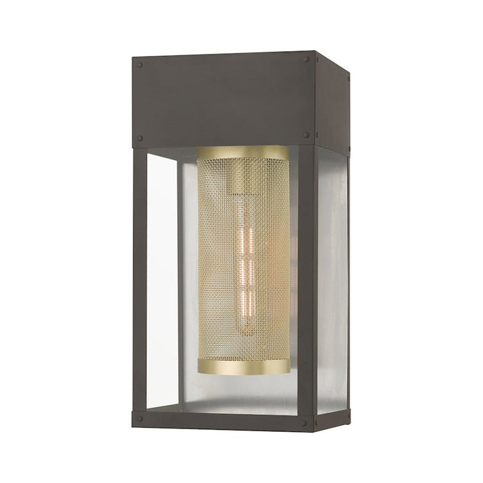 Livex Franklin 1 Light Outdoor Wall Lantern, Bronze/Gold/Nickel