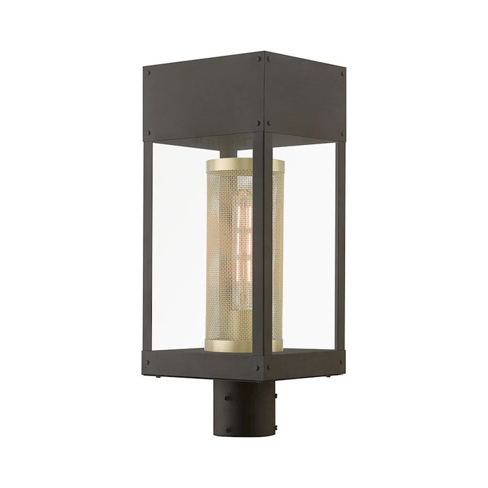 Livex Franklin 1 Light Outdoor Post Lantern, BZ/Gold Cylinder - 20763-07