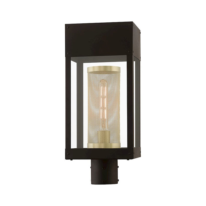 Livex Franklin 1 Light Outdoor Post Lantern, Bronze/Gold Cylinder