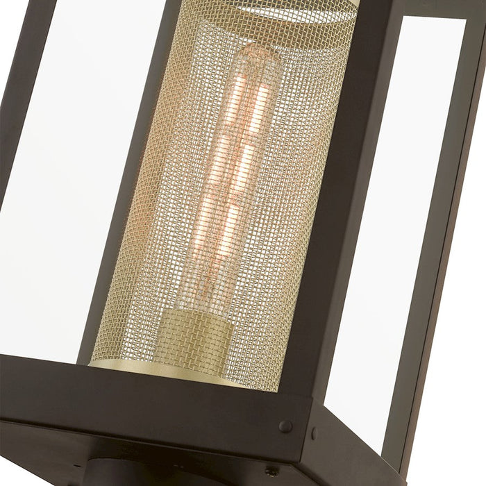 Livex Franklin 1 Light Outdoor Post Lantern, Bronze/Gold Cylinder