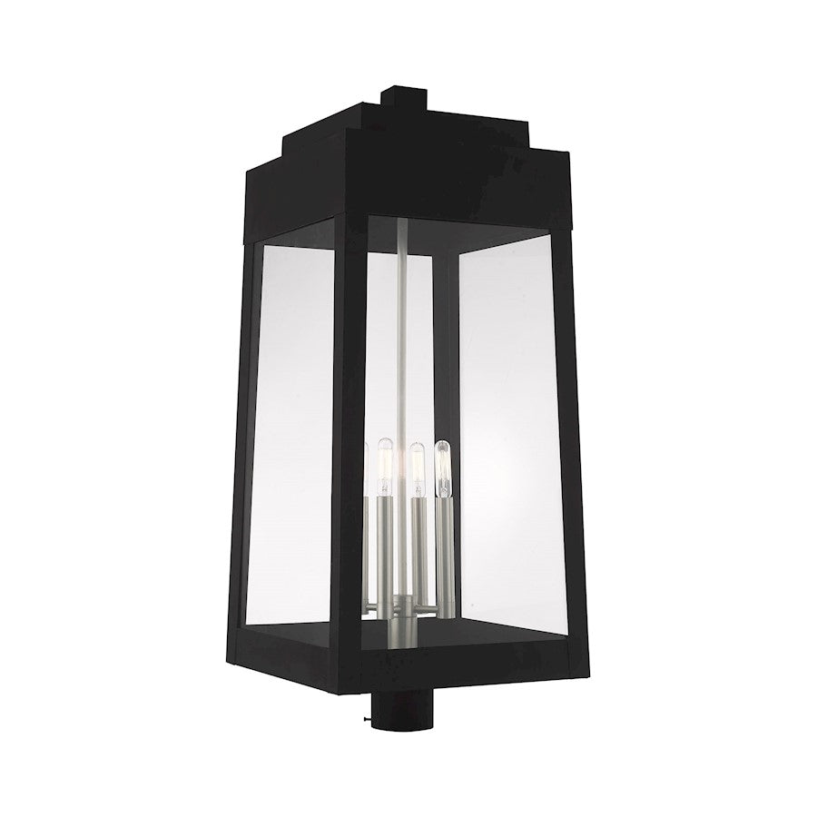 Livex Lighting Oslo 4 Light Outdoor Post Top Lantern, Black