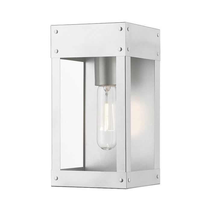 Livex Barrett 1 Light Outdoor 9.75" Wall Lantern, Nickel/Candle/Clear - 20871-81