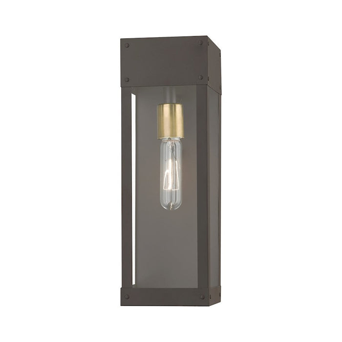 Livex Barrett 1 Light Outdoor Wall Lantern, Bronze/Brass/Clear