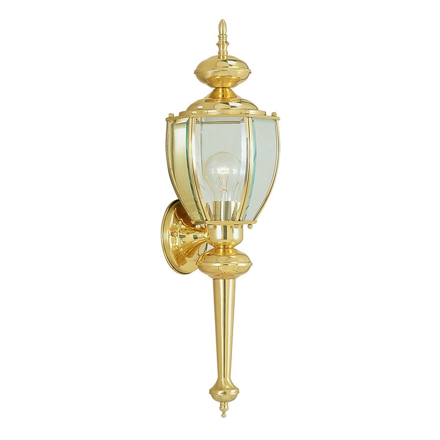 Livex Lighting Outdoor Basics Outdoor Wall Lantern, Polished Brass