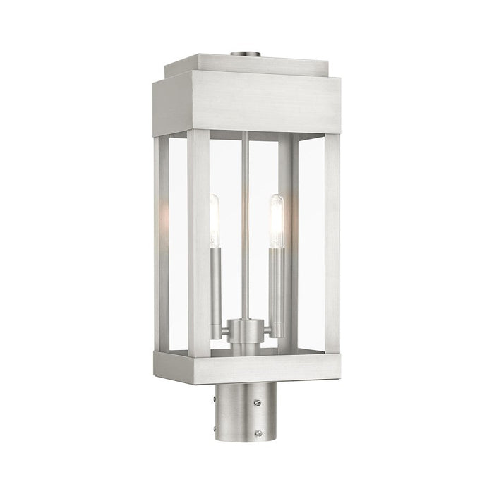 Livex York 2 Light Outdoor Post Top Lantern, Brushed Nickel - 21236-91