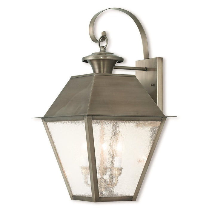 Livex Mansfield 2 Light Outdoor Wall Lantern, Vintage Pewter/Seeded - 2168-29