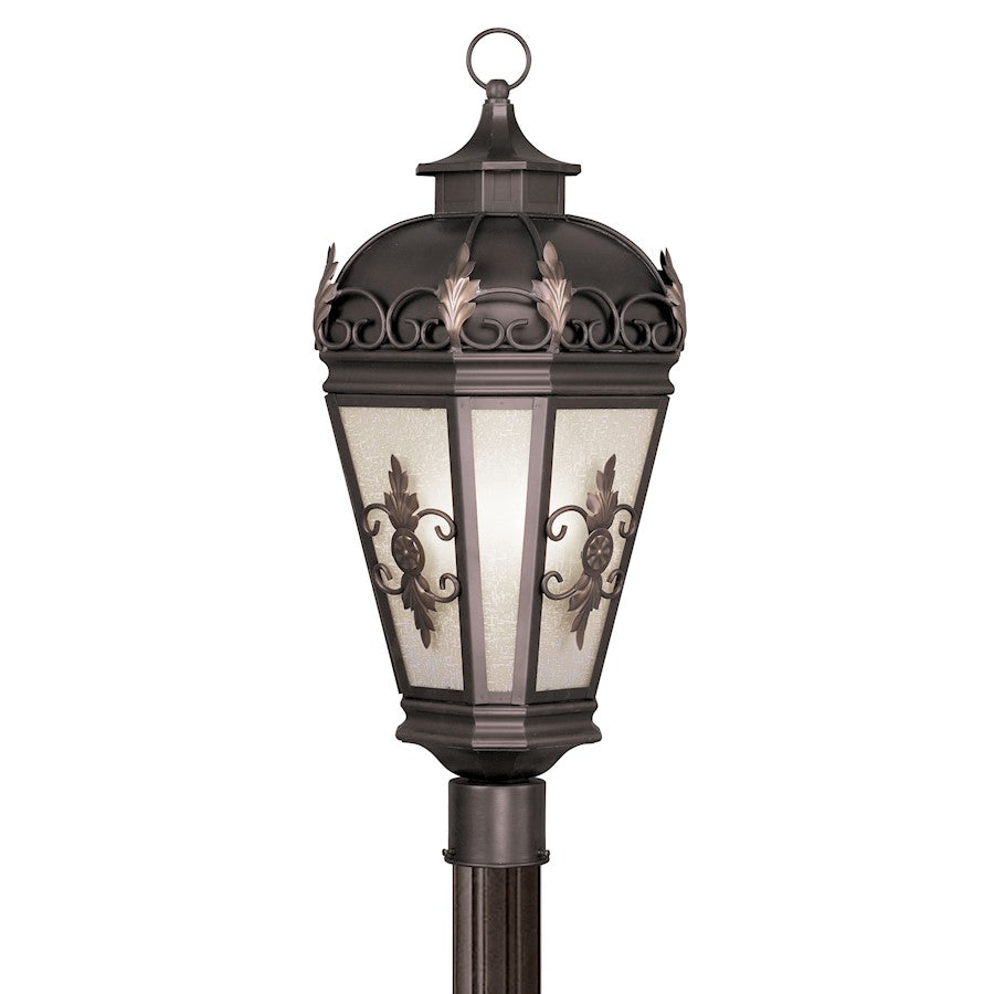 Livex Berkshire 3 Light Post Top Lantern, Bronze/Antique Honey Linen - 2197-07