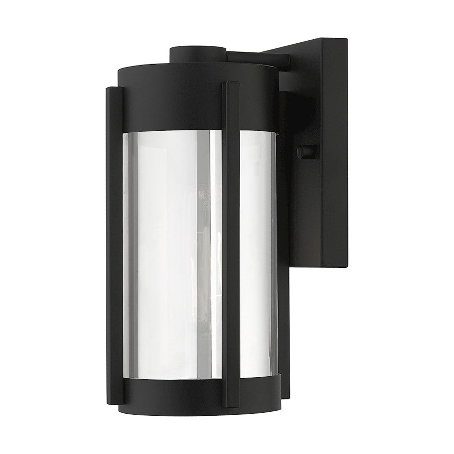 Livex Sheridan 1 Light Outdoor Wall Lantern, Black/Nickel Cand/Smoke - 22380-04