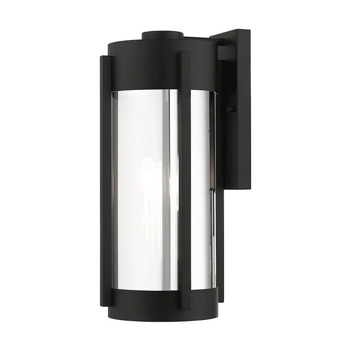 Livex Sheridan 3 Light Outdoor Wall Lantern, Black/Nickel Cand/Smoke - 22383-04