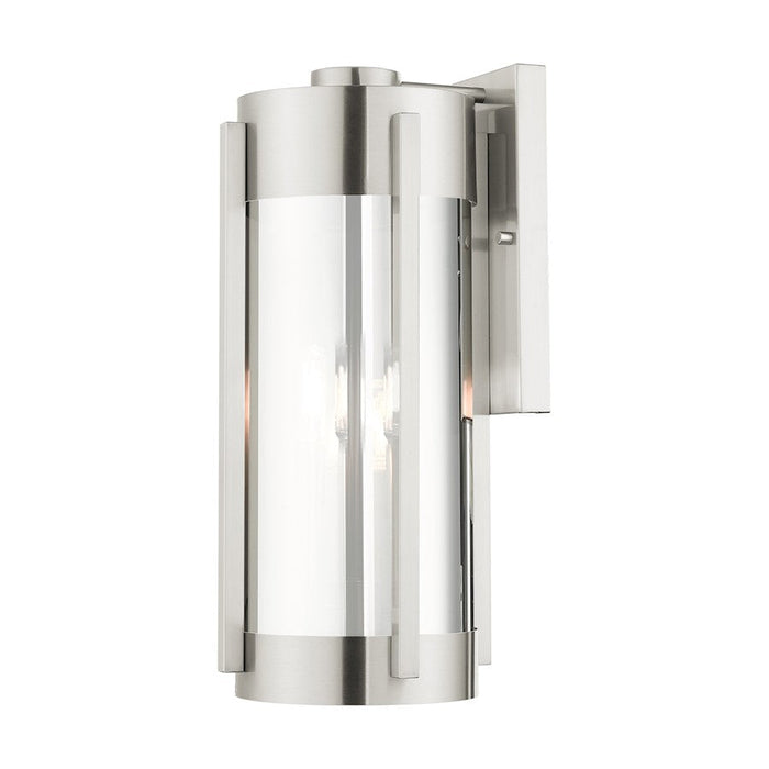 Livex Sheridan 3 Light Outdoor Wall Lantern, Nickel/EP Smoke - 22383-91