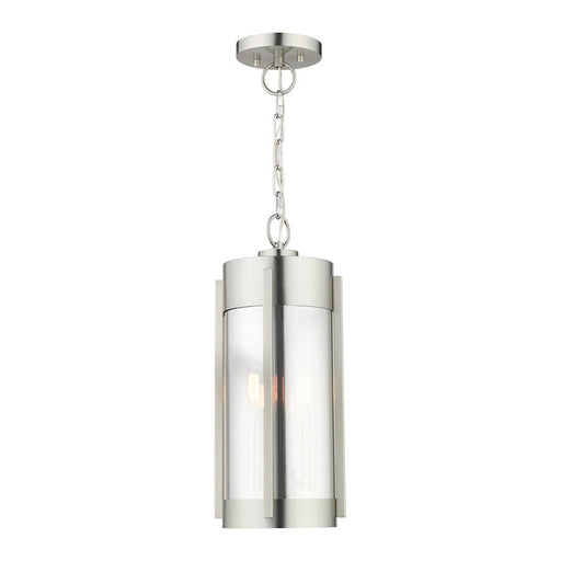 Livex Sheridan 2 Light Outdoor Pendant Lantern, Nickel/EP Smoke - 22385-91
