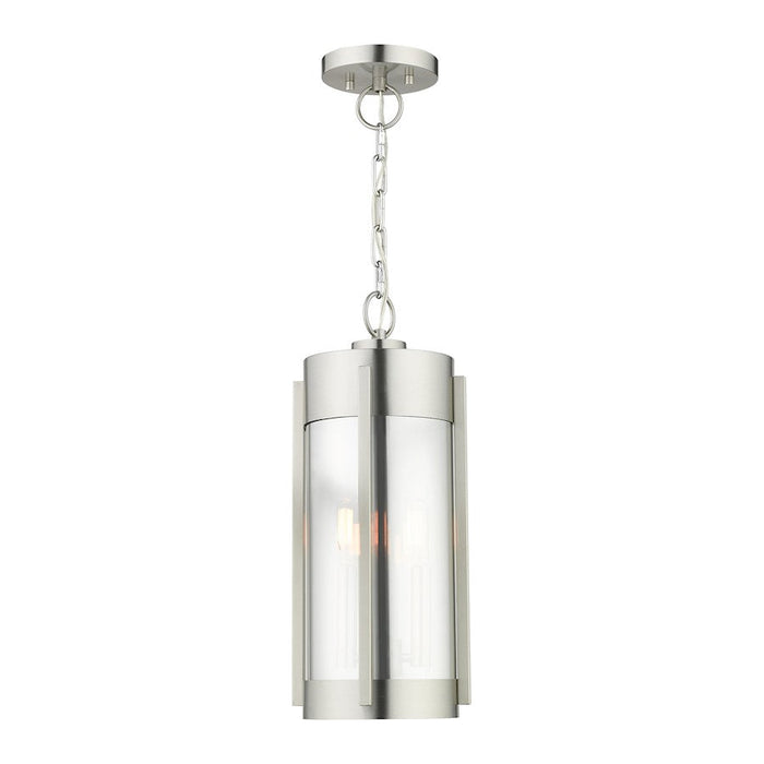 Livex Sheridan 2 Light Outdoor Pendant Lantern, Nickel/EP Smoke - 22385-91