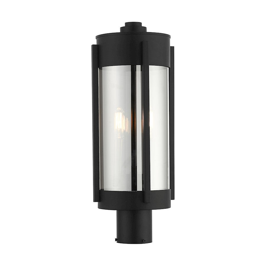 Livex Sheridan 2 Light Post Top Lantern, Black/Nickel Candles/Smoke - 22386-04