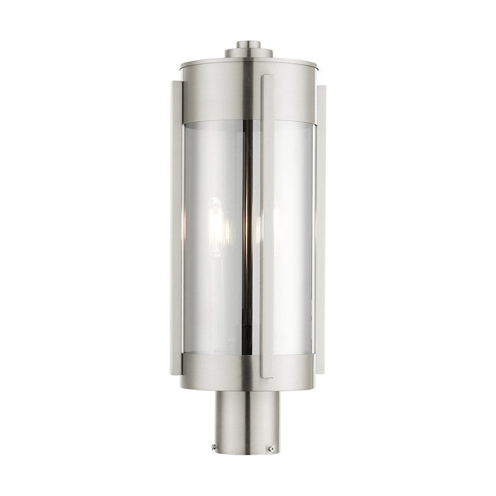 Livex Sheridan 2 Light Outdoor Post Top Lantern, Nickel/EP Smoke - 22386-91