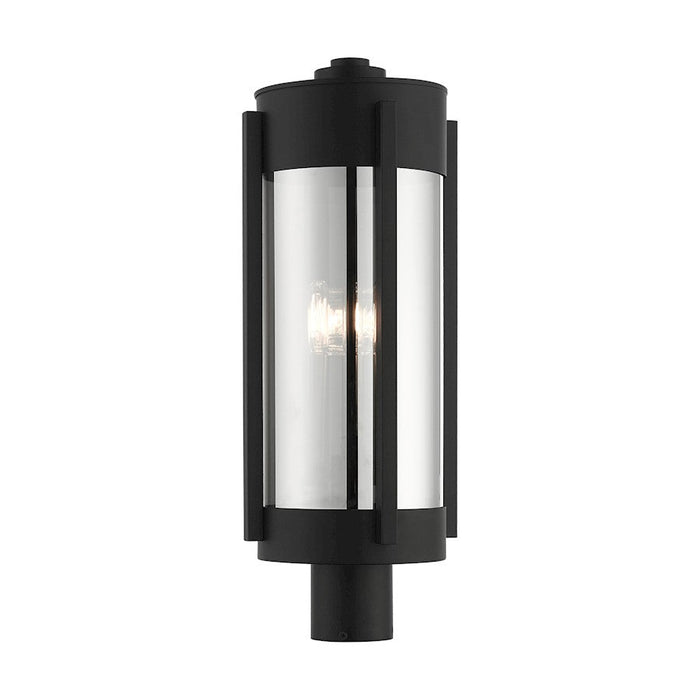 Livex Sheridan 3 Light Post Top Lantern, Black/Nickel Candles/Smoke - 22387-04