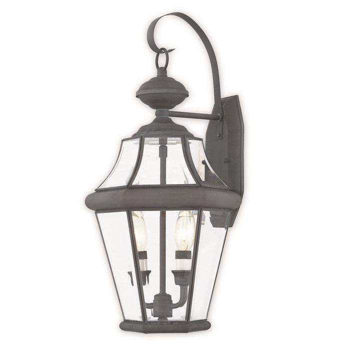 Livex Georgetown 2 Light Outdoor Wall Lantern, Charcoal/Beveled - 2261-61