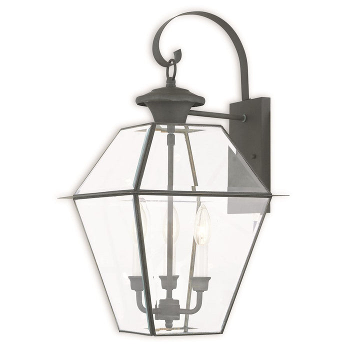 Livex Westover 3 Light Outdoor Wall Lantern, Charcoal/Beveled - 2381-61