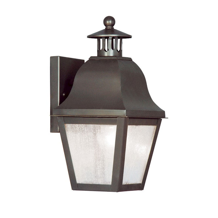 Livex Amwell 1 Light Outdoor Wall Lantern, Bronze/Seeded Glass - 2550-07