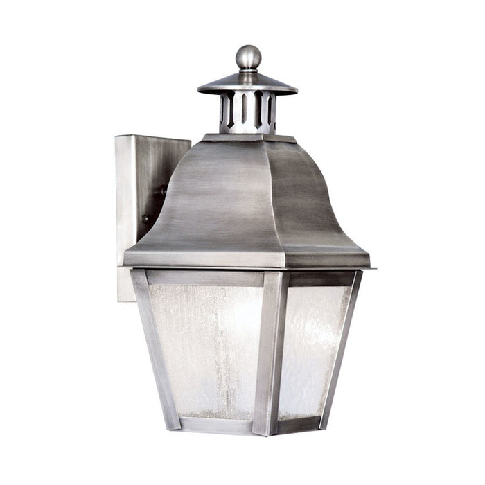 Livex Amwell 1 Light Outdoor Wall Lantern, Vintage Pewter/Seeded Glass - 2550-29