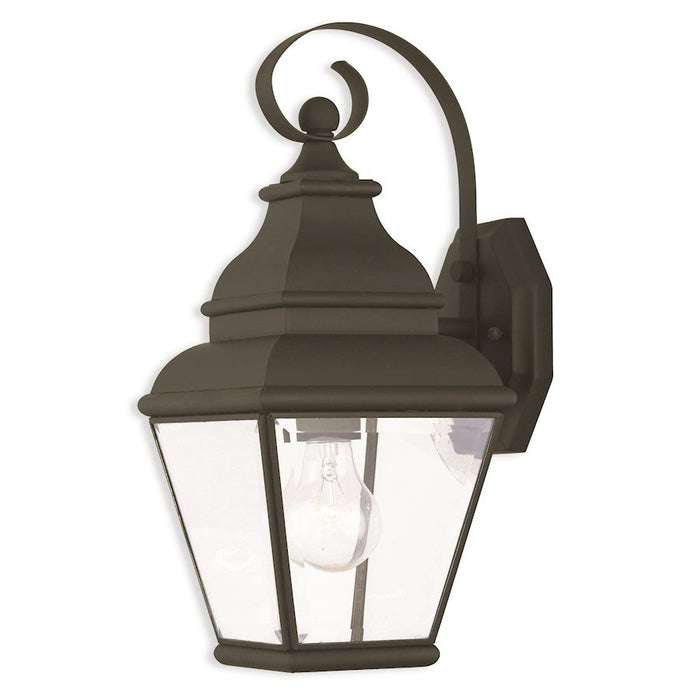 Livex Exeter 1 Light Outdoor Wall Lantern, Black/Clear Beveled Glass - 2590-04