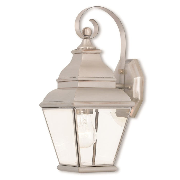 Livex Exeter 1 Light Outdoor Wall Lantern, Nickel/Clear Beveled Glass - 2590-91