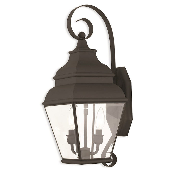 Livex Exeter 2 Light Outdoor Wall Lantern, Black/Clear Beveled Glass - 2591-04