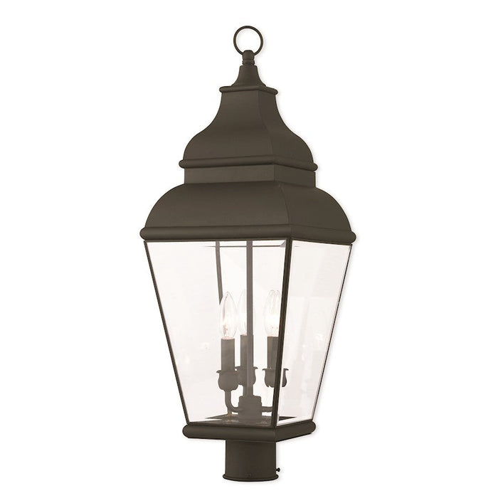 Livex Exeter 3 Light Outdoor Post Top Lantern, Black/Beveled - 2594-04