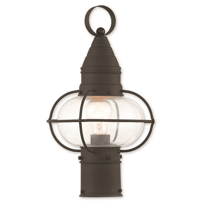 Livex Newburyport 15" 1 Light Outdoor Post Top Lantern, Black/Clear - 26902-04