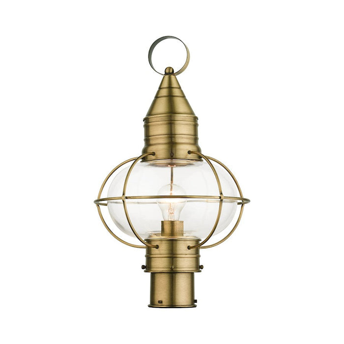 Livex Newburyport 1 Light Large Outdoor Post Top Lantern, Brass - 26905-01